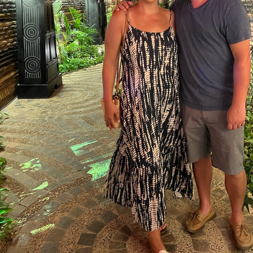 Zara Navy and Cream tie dye print Dress - Picture 5 of 5